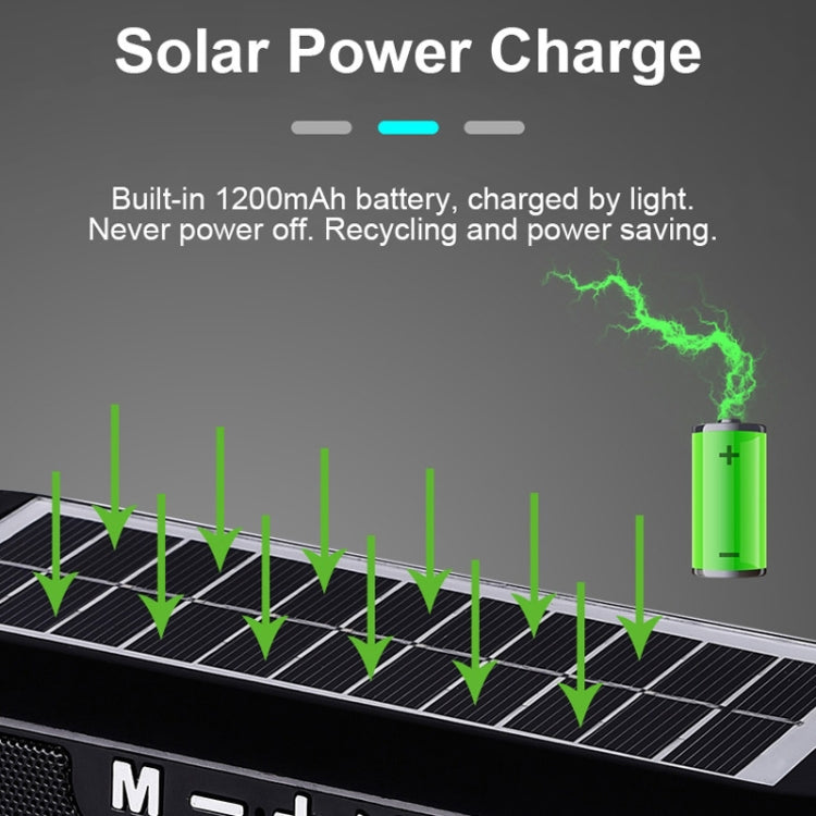 T&G TG182 Portable Column Wireless Stereo Music Box Solar Power waterproof USB AUX FM radio super bass(Black) - free shipping - PMC Jewellery - Order now!