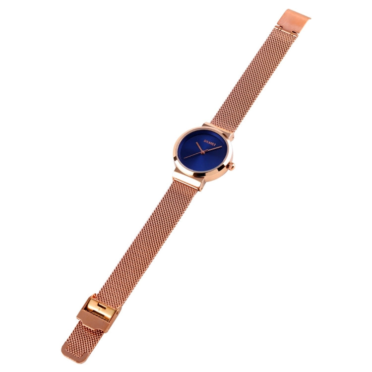 Skmei 1595 Fashion Elegant Scale Free Steel Mesh Belt Women's Watch Water-resistant Business Student Quartz Watch Female(Gold)