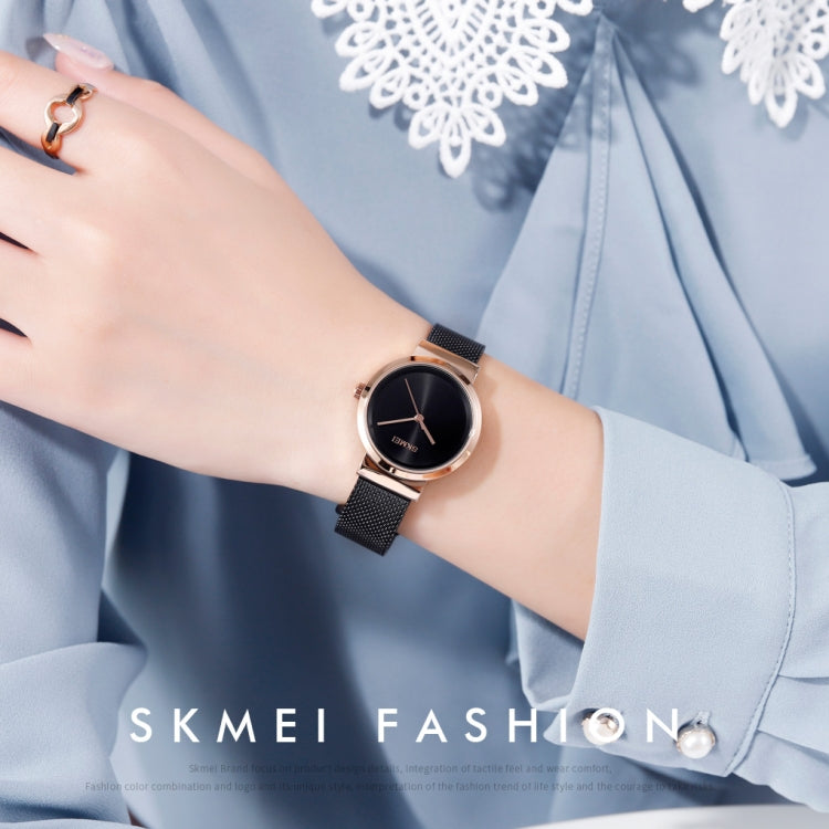 Skmei 1595 Fashion Elegant Scale Free Steel Mesh Belt Women's Watch Water-resistant Business Student Quartz Watch Female(Silver)