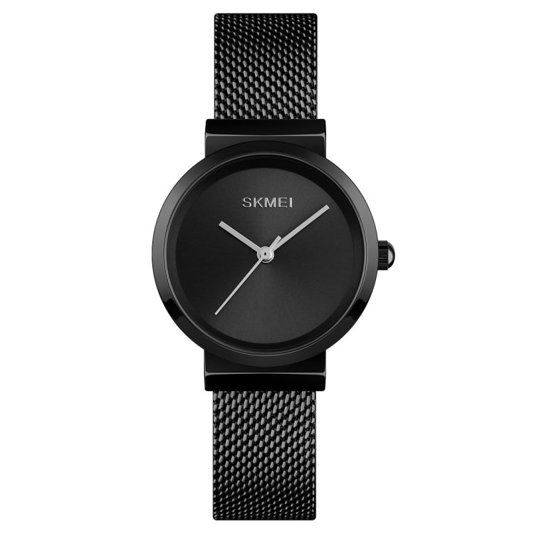 Skmei 1595 Fashion Elegant Scale Free Steel Mesh Belt Women's Watch Water-resistant Business Student Quartz Watch Female(Black)