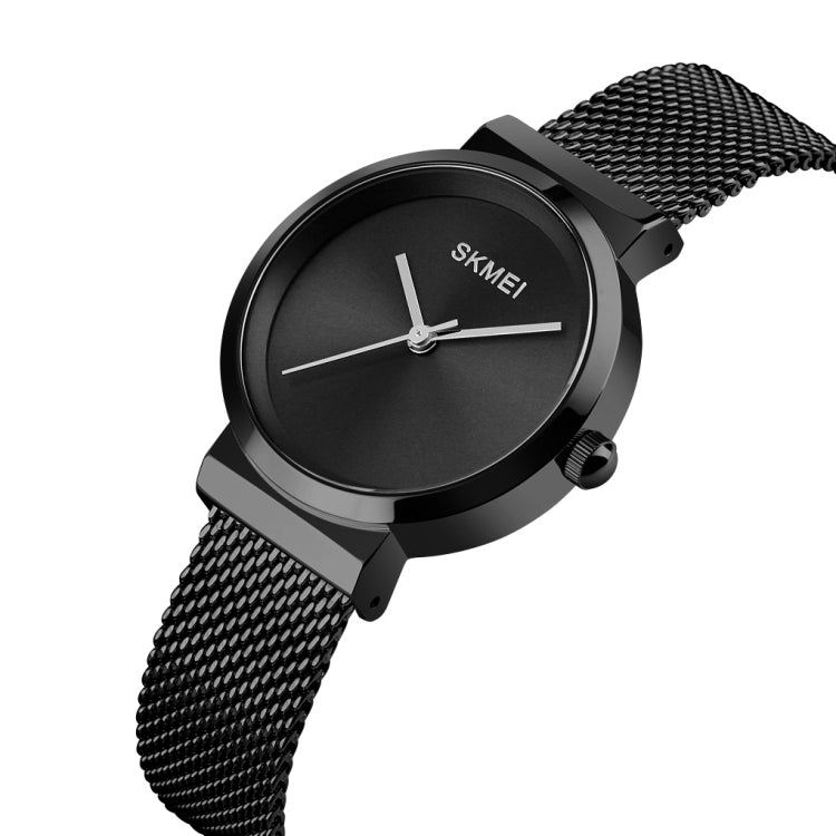 Skmei 1595 Fashion Elegant Scale Free Steel Mesh Belt Women's Watch Water-resistant Business Student Quartz Watch Female(Black)