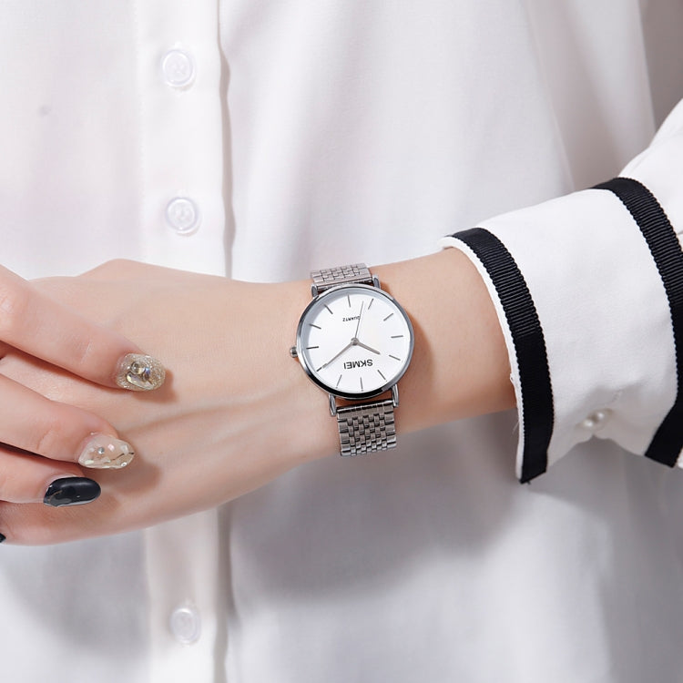 Skmei 1567 Light And Thin Leisure Simple 30m Waterproof Shell Dial Women Steel Band Quartz Watch(Silvery) - free shipping - PMC TechLife - Order now!