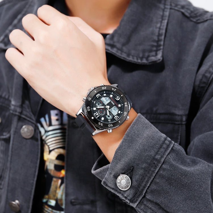 SKMEI 1538 Multi-Function Time Large Dial Steel Belt Men Casual Sports Electronic Watch(Silver-Silicone Belt) - free shipping - PMC TechLife - Order now!