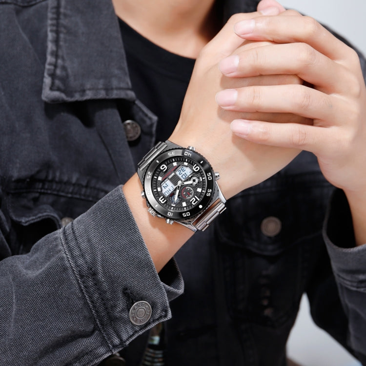 SKMEI 1538 Multi-Function Time Large Dial Steel Belt Men Casual Sports Electronic Watch(Silver-Steel Belt) - free shipping - PMC TechLife - Order now!