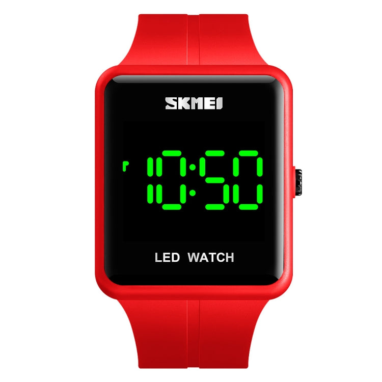 SKMEI 1541 Fashion Led Watch Square Couple Model Water-resistant Electronic Watch Silicone Watch(Red)