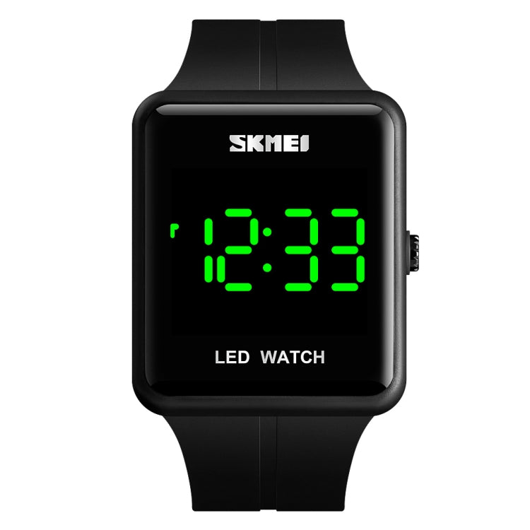 SKMEI 1541 Fashion Led Watch Square Couple Model Water-resistant Electronic Watch Silicone Watch(Black)