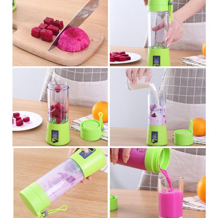 USB Rechargeable Electric Automatic Vegetable Fruit Citrus Orange Juice Maker Cup Mixer Bottle (380ML)(4 Blades Blue) - free shipping - PMC TechLife - Order now!