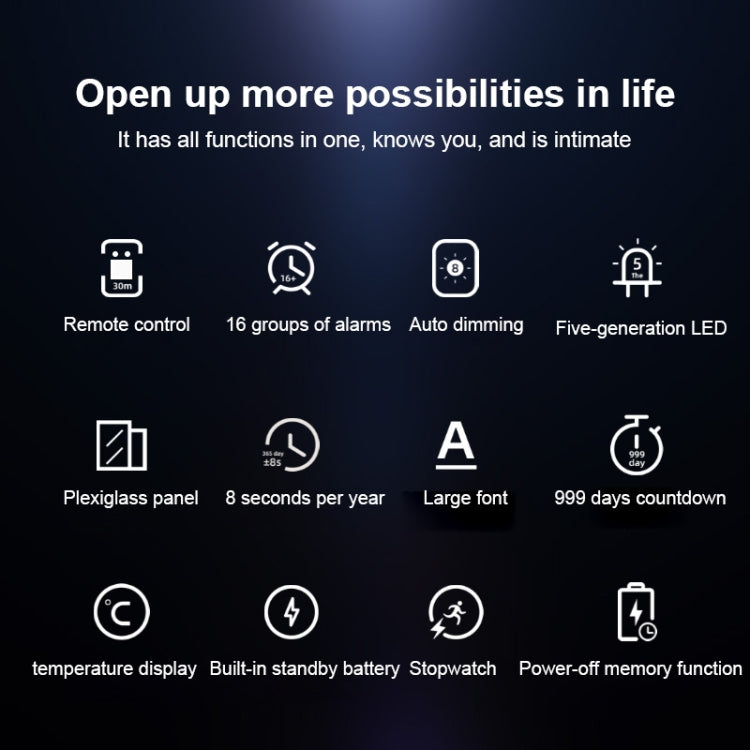 Creative Wall Clock Alarm Clock Simple Remote Control Perpetual Calendar Electronic Clock US Plug, Style:Single-sided Remote Control(Red Font)