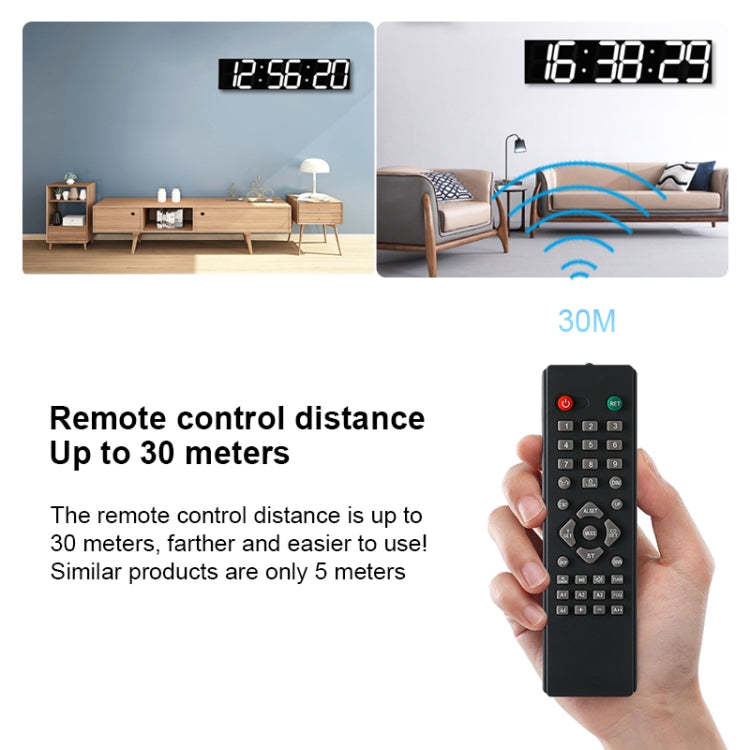 Multifunctional LED Wall Clock Creative Digital Clock, Style:Sealed Box Remote Control(Blue Font)