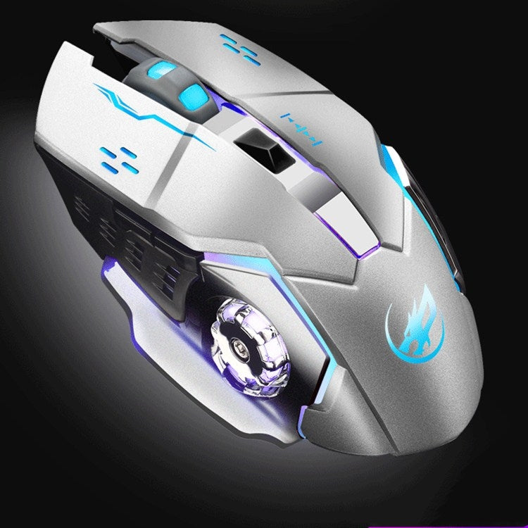 WARWOLF Q8 Wireless Rechargeable Mouse Glowing Gaming Mouse(Silver)
