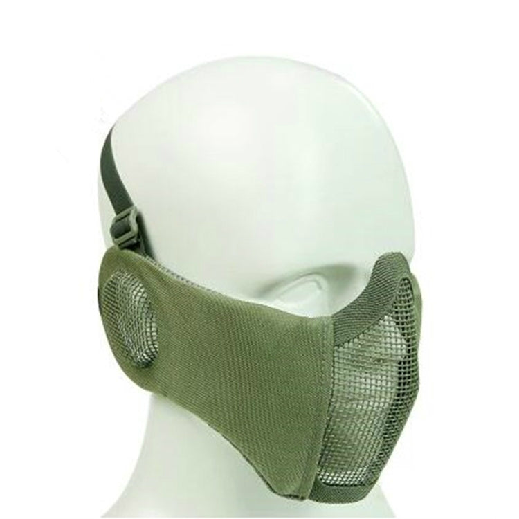 WoSporT Half Face Metal Net Field Ear Protection Outdoor Cycling Steel Mask(Green)