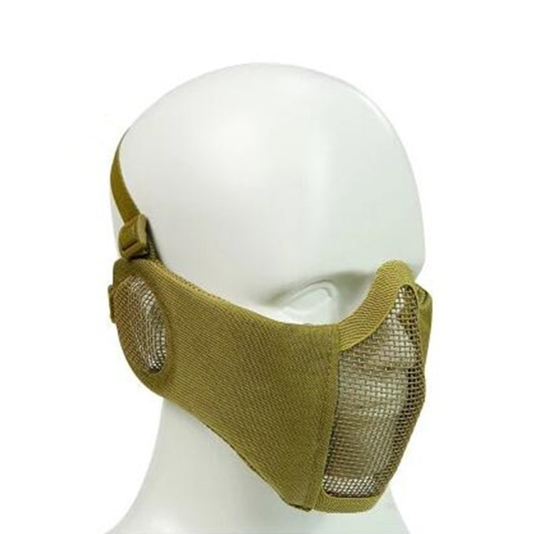 WoSporT Half Face Metal Net Field Ear Protection Outdoor Cycling Steel Mask(Tan)