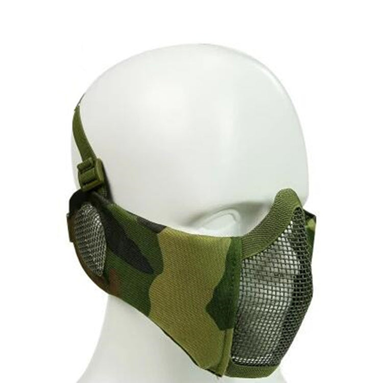 WoSporT Half Face Metal Net Field Ear Protection Outdoor Cycling Steel Mask(Jungle Camouflage)