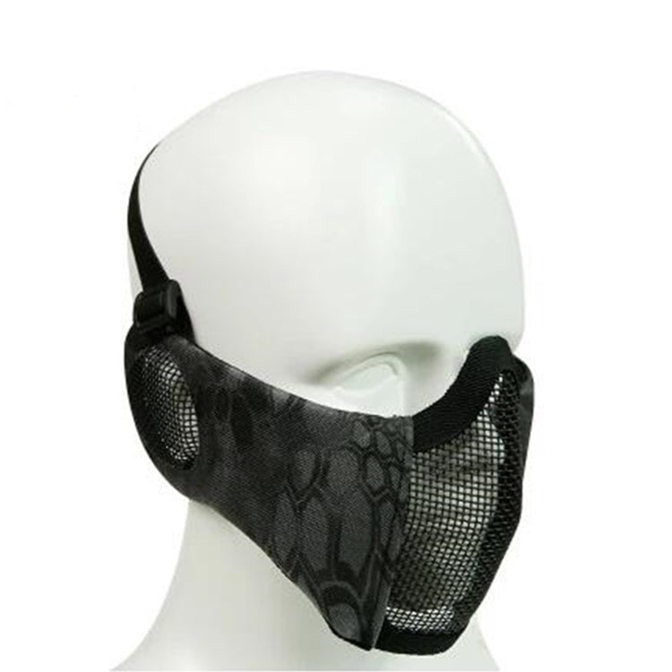 WoSporT Half Face Metal Net Field Ear Protection Outdoor Cycling Steel Mask(Dark Crepe)
