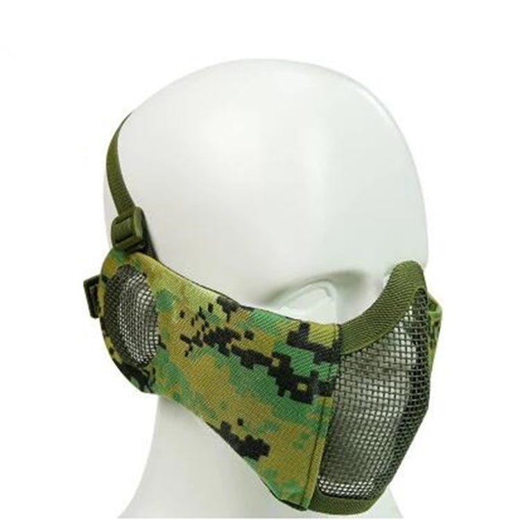 WoSporT Half Face Metal Net Field Ear Protection Outdoor Cycling Steel Mask(Jungle Digital)