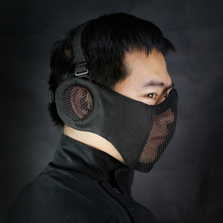 WoSporT Half Face Metal Net Field Ear Protection Outdoor Cycling Steel Mask(Jungle Digital)