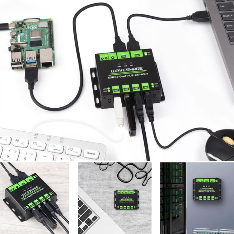 Waveshare 23929 USB HUB, Extending 4 X USB 3.2 Ports, Switchable Dual Hosts, Multi Protections - free shipping - PMC Jewellery - Order now!