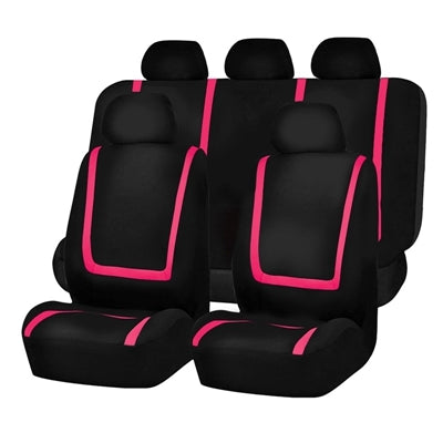 Universal Car Seat Cover Polyester Fabric Automobile Seat Covers Car Seat Cover Vehicle Seat Protector Interior Accessories 9pcs Set Pink