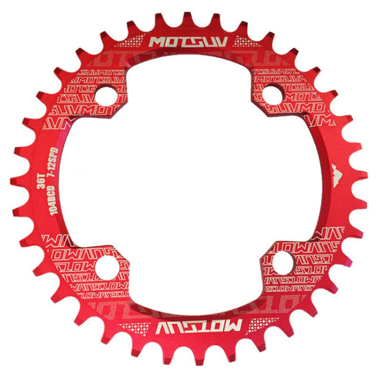 MOTSUV Narrow Wide Chainring MTB Bicycle 104BCD Tooth Plate Parts(Red)