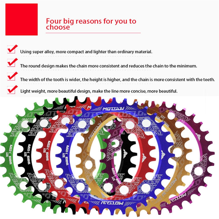 MOTSUV Narrow Wide Chainring MTB Bicycle 104BCD Tooth Plate Parts(Yellow)