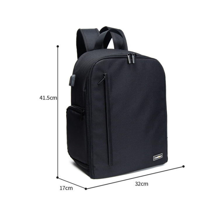 Cwatcun Shoulder Digital Camera Bag Outdoor Nylon Photography Backpack(Black (Big size))