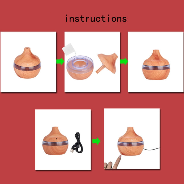 300ML Waterdrop Shape USB Wood Grain Aromatherapy Air Purifier Mute Humidifier, Color: Deep Wood Grain - free shipping - PMC TechLife - Order now!