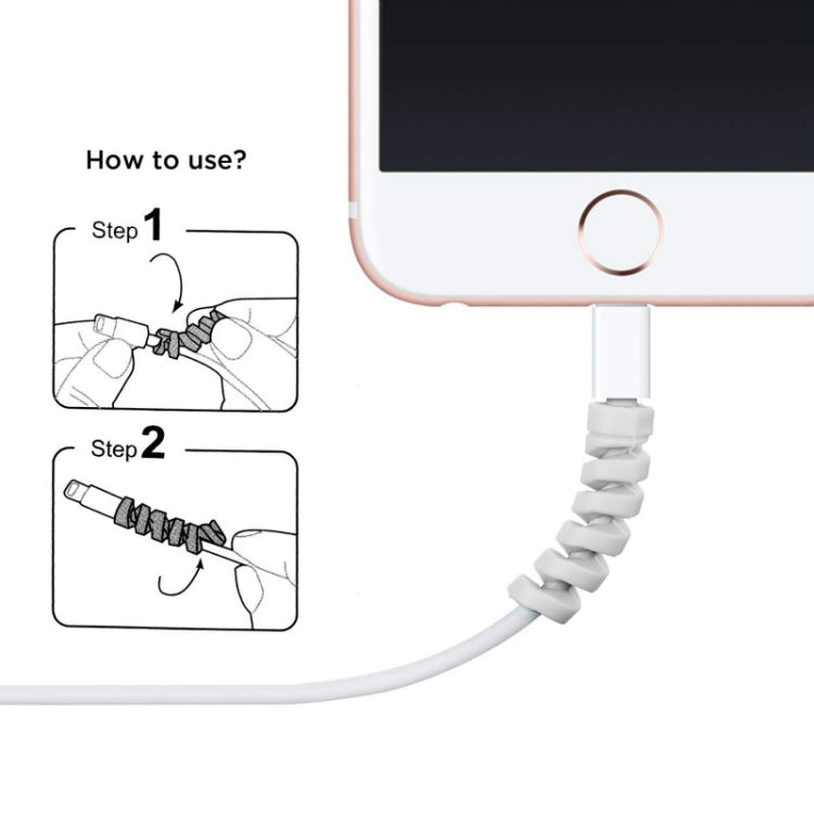Spiral Style Silicone Data Cable Protective Cover Anti-wire Break Winder(Gray)
