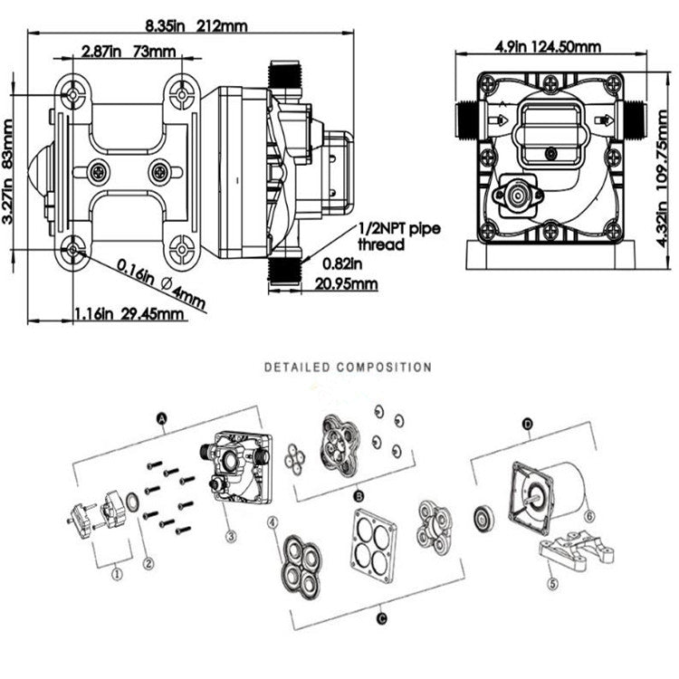 Newmao Reciprocating Diaphragm Pump DC Small Water Pump, EU Plug(DC 12V) - Pumps by PMC Jewellery | Online Shopping South Africa | PMC Jewellery | Buy Now Pay Later Mobicred