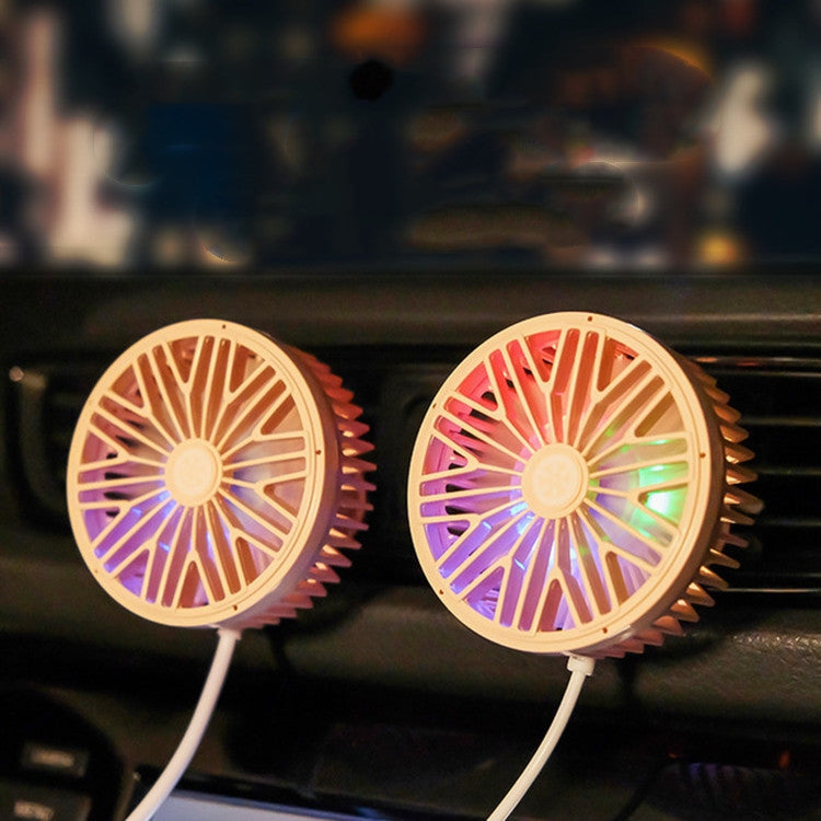 Car Vent Fan Multi-function USB Interface Mini LED Lamp Car Fan(Green)