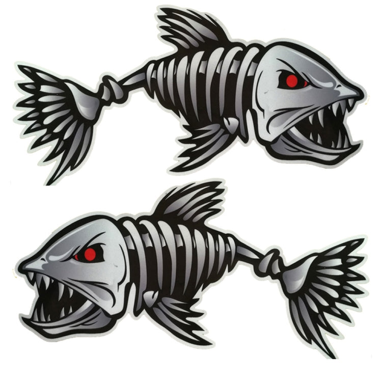 10 PCS Horror Skeleton Shark Fishing Daren Cover Scratch Reflective Water-resistant Personality Body Sticker 25*13cm