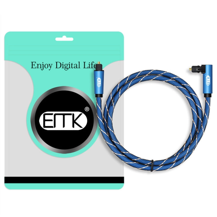 EMK 90 Degree Swivel Adjustable Right Angled 360 Degrees Rotatable Plug Nylon Woven Mesh Optical Audio Cable, Cable Length:8m(Blue)