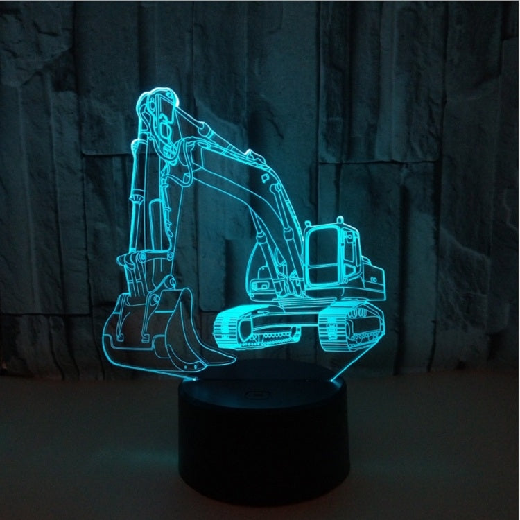 3W Excavator 3D Light Colorful Touch Control Light Creative Small Table Lamp with Crack Base, Style:Touch Switch