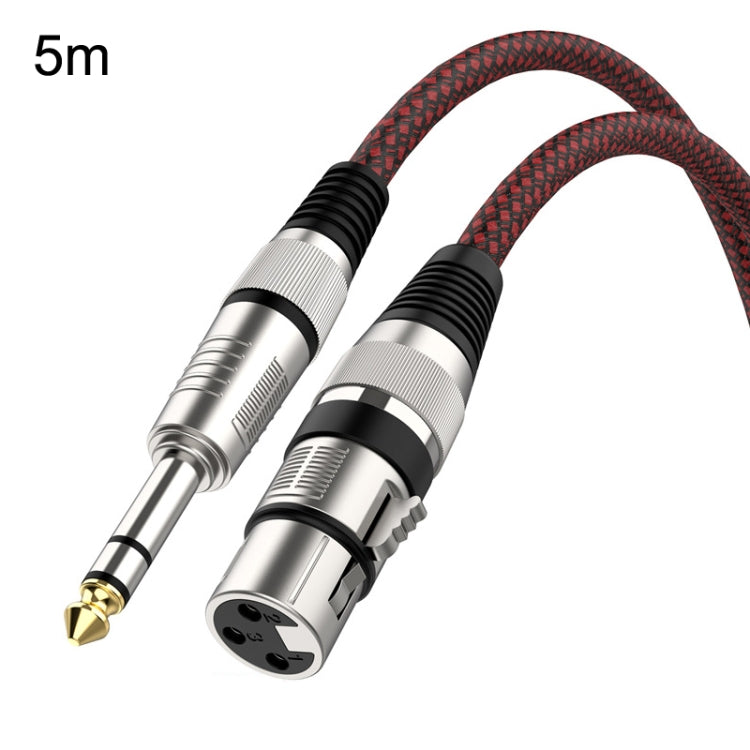 5m Red and Black Net TRS 6.35mm Male To Caron Female Microphone XLR Balance Cable