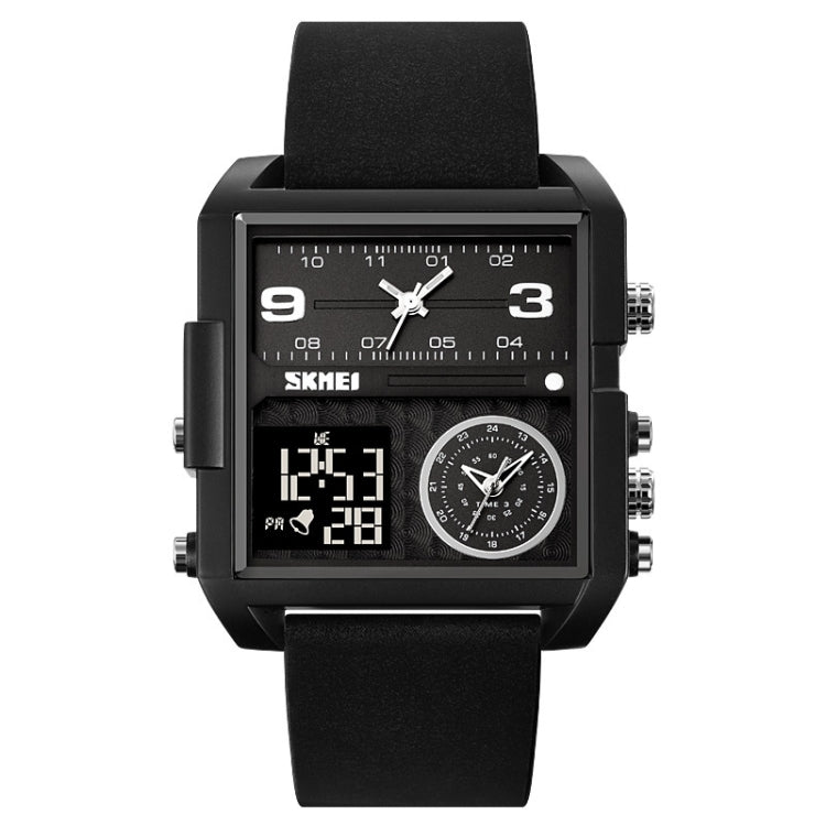 SKMEI 2021 Square Large Dial Triple Movement Men Sports Watch(Black Black Machine)