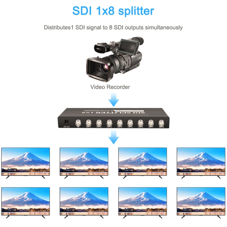 1 In 8 Out SD-SDI / HD-SDI / 3G-SDI Distribution Amplifier Video SDI Splitter(US Plug) - Splitter by PMC Jewellery | Online Shopping South Africa | PMC Jewellery | Buy Now Pay Later Mobicred