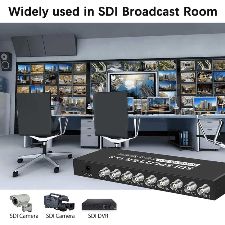 1 In 8 Out SD-SDI / HD-SDI / 3G-SDI Distribution Amplifier Video SDI Splitter(US Plug) - Splitter by PMC Jewellery | Online Shopping South Africa | PMC Jewellery | Buy Now Pay Later Mobicred