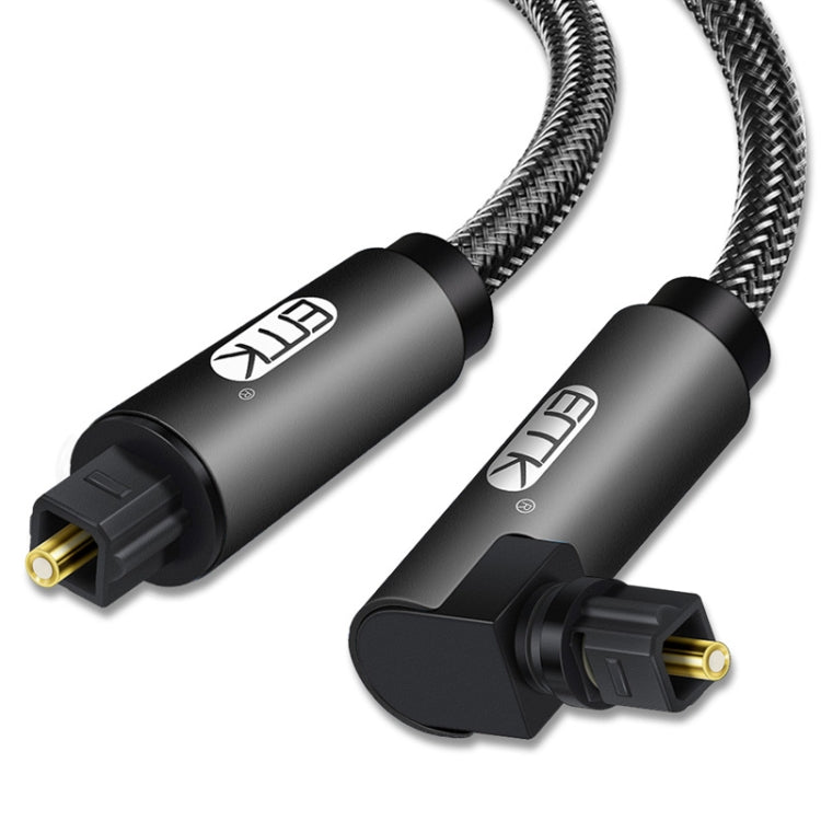 EMK 90 Degree Swivel Adjustable Right Angled 360 Degrees Rotatable Plug Nylon Woven Mesh Optical Audio Cable, Cable Length:1.5m(Black)