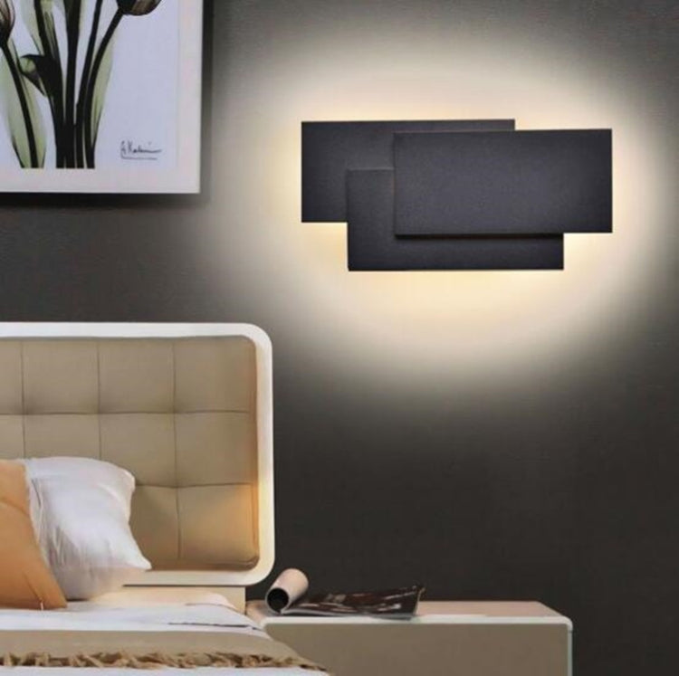 Black square 18W Creative Simple Bedroom Bedside Living Room Restaurant Hotel Study Hall Corridor Aisle Light LED Tower Stack Wall Lamp(Warm Light)