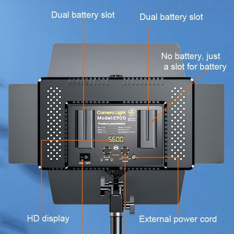 E900 55W 3000K-6500K Flat Panel Lights Live Broadcast Fill Light Knob Battery Model - by PMC TechLife | Online Shopping South Africa | PMC TechLife | Buy Now Pay Later Mobicred