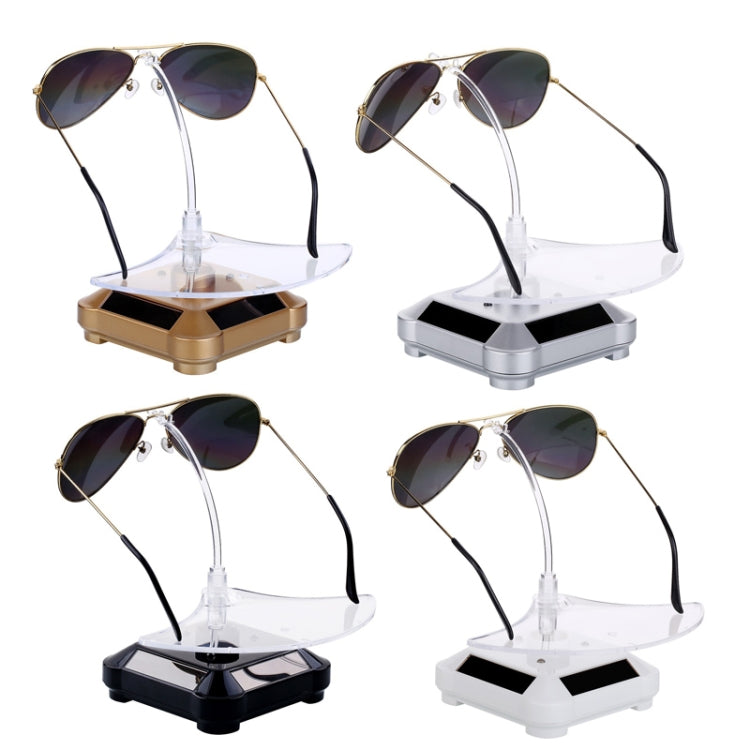 Solar 360 Degree Rotating Turntable Colorful Lights Glasses Display Stand(White) - free shipping - PMC Jewellery - Order now!