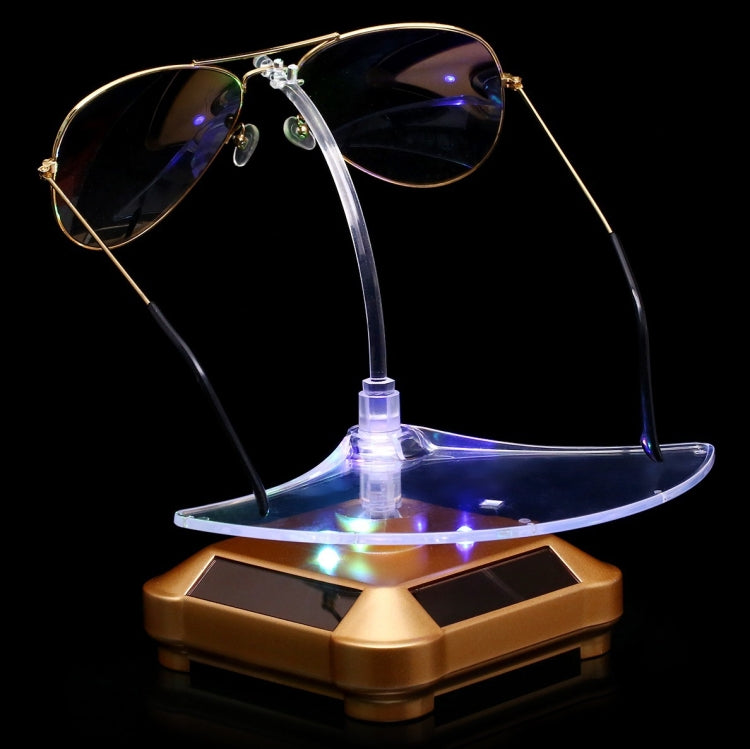 Solar 360 Degree Rotating Turntable Colorful Lights Glasses Display Stand(Silver) - free shipping - PMC Jewellery - Order now!