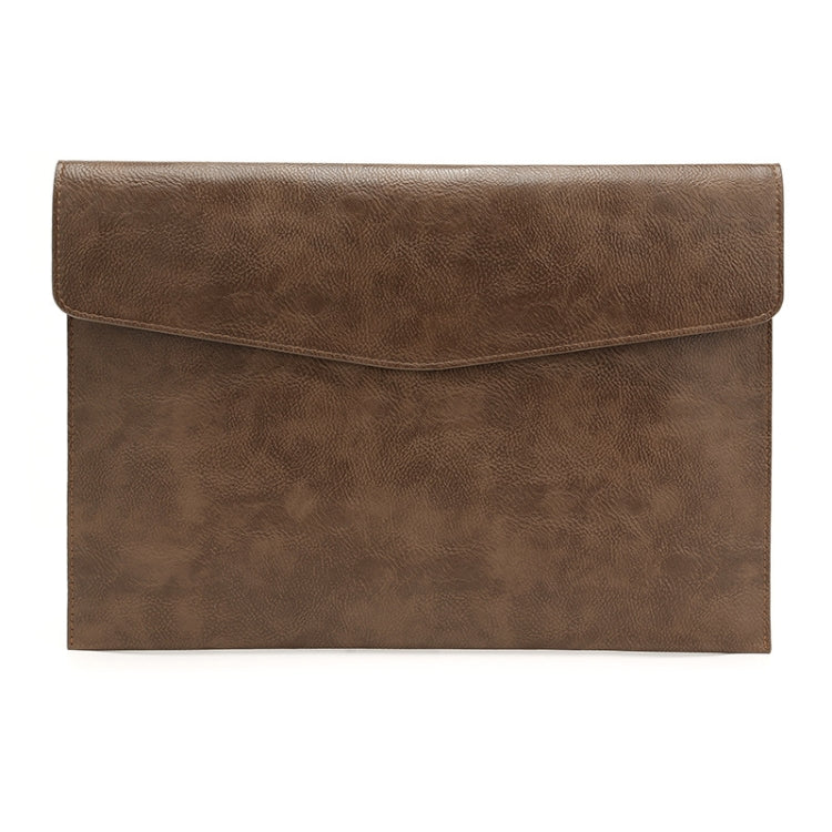 PU Leather Litchi Pattern Sleeve Case For 14 Inch Laptop, Style: Single Bag (Dark Brown)