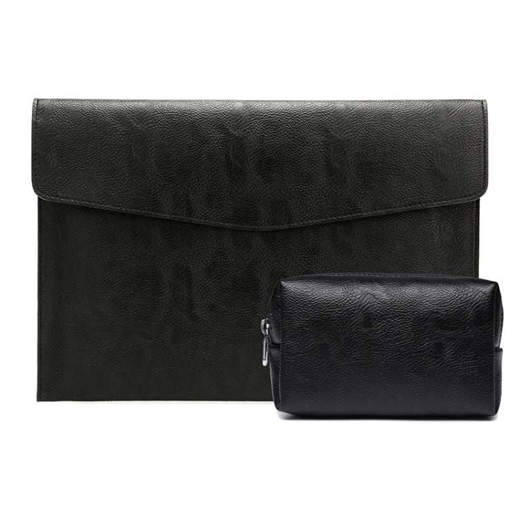 PU Leather Litchi Pattern Sleeve Case For 14 Inch Laptop, Style: Liner Bag + Power Bag (Black)