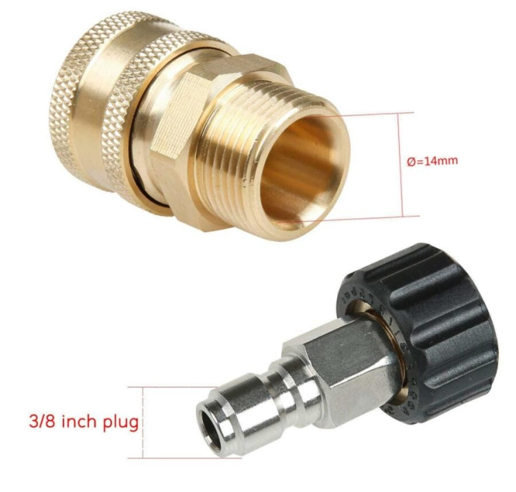 Pressure Washer Accessories Quick Connect Car Wash Water Hose Quick Connection, Typle:15-3/8 Male + 14-3/8 Female