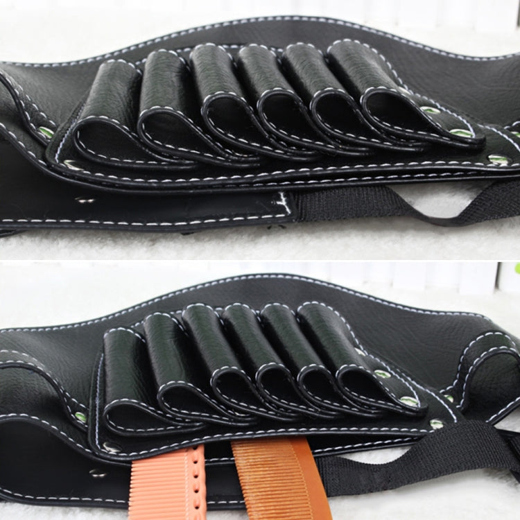 Hairdresser Hair Clipper Comb PU Leather Waist Bag Barber Shop Hair Tools Bag(Black)