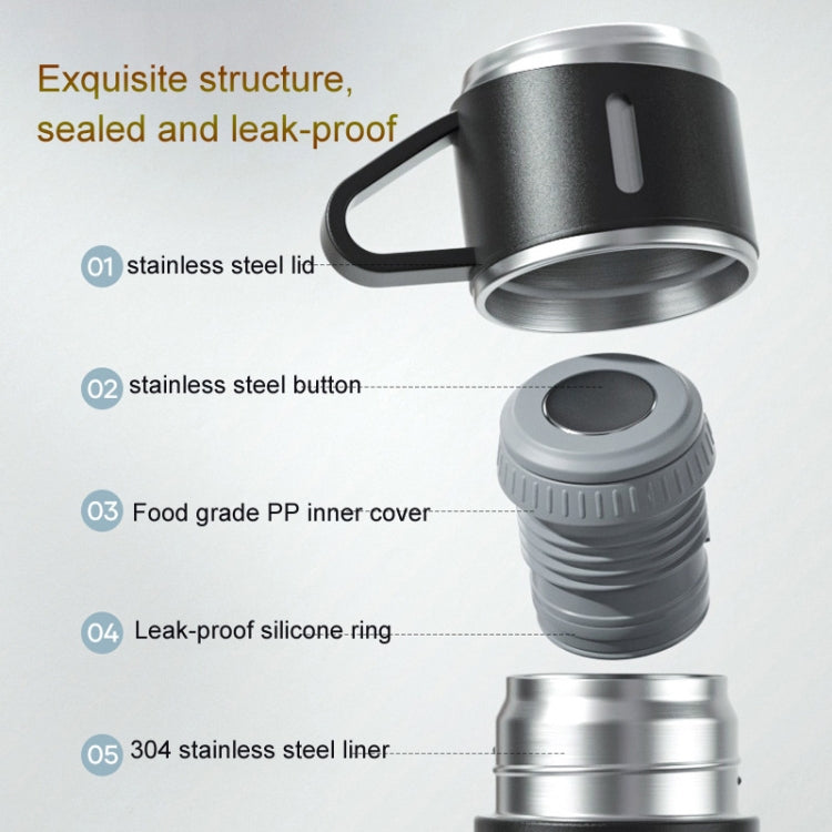 500ml 304 Stainless Steel Thermos Cup Portable Business Tea Cup,Spec: Gift Box Set(Gray)