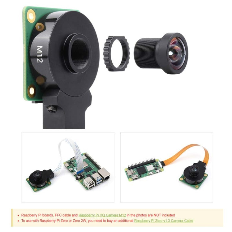 Waveshare WS1132712 For Raspberry Pi M12 High Resolution Lens, 12MP, 113 Degree FOV, 2.7mm Focal Length,23965 - Modules Expansions Accessories by WAVESHARE | Online Shopping South Africa | PMC TechLife | Buy Now Pay Later Mobicred