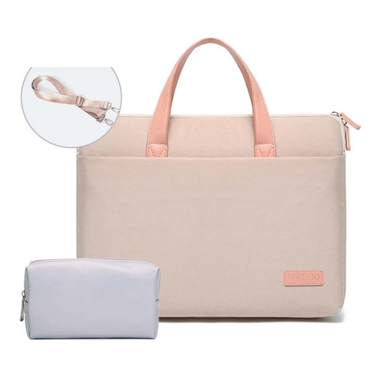 For MacBook 15.6-16.1 Inches MAHOO 10188 Ultra-Thin Hand Computer Bag Messenger Laptop Bag, Color:Khaki+Gray PU Power Bag