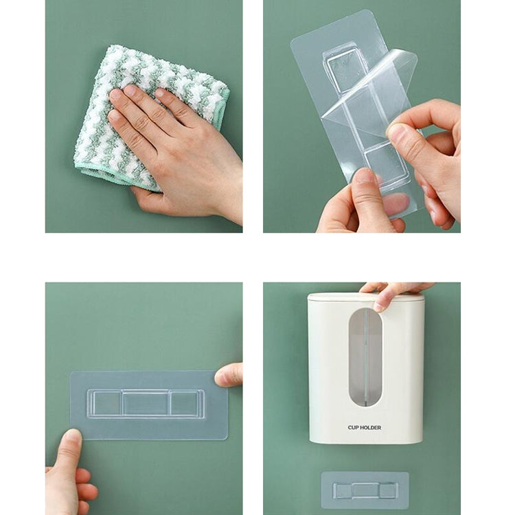 Household Punch-free Wall-mounted Disposable Paper Cup Taker Automatic Water Cup Holder Dispenser(Binocular Blue) - Shelf & Hooks by PMC TechLife | Online Shopping South Africa | PMC TechLife