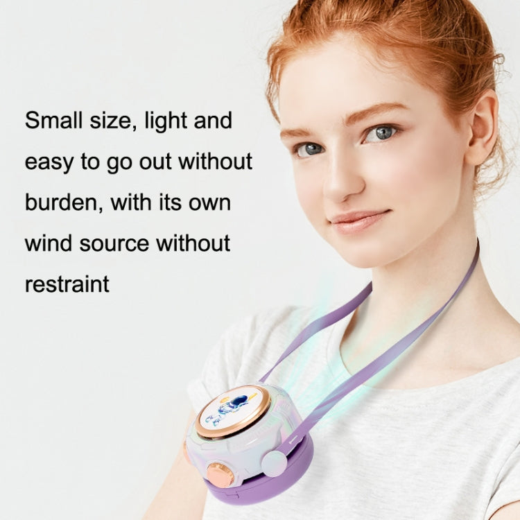 MD666-3 Cartoon Space Capsule Mini Portable Bladeless Hanging Neck Fan(Purple) - Electric Fans by PMC TechLife | Online Shopping South Africa | PMC TechLife | Buy Now Pay Later Mobicred